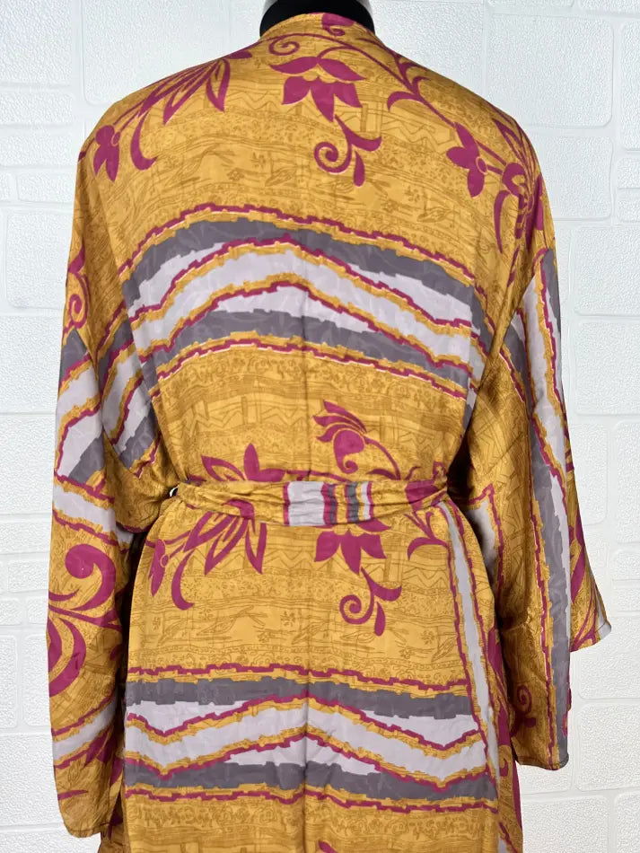 Women's Recycled Silk Short Kimono Robe