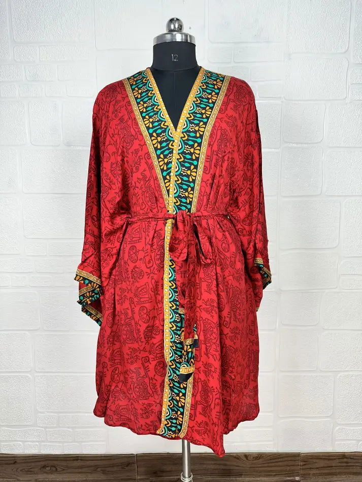 Women's Recycled Silk Short Kimono Robe