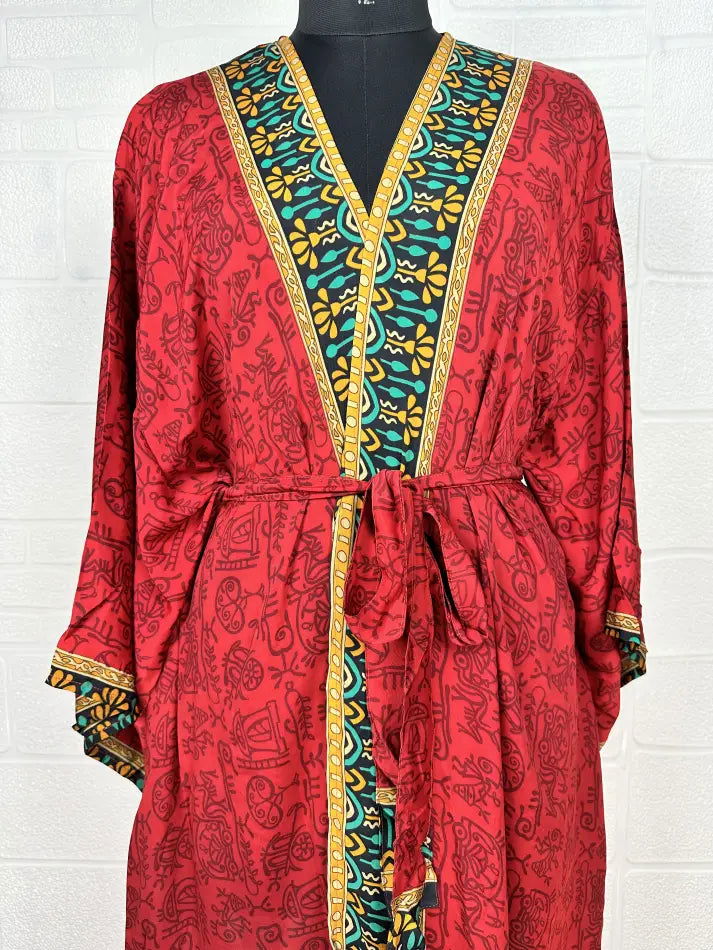 Women's Recycled Silk Short Kimono Robe