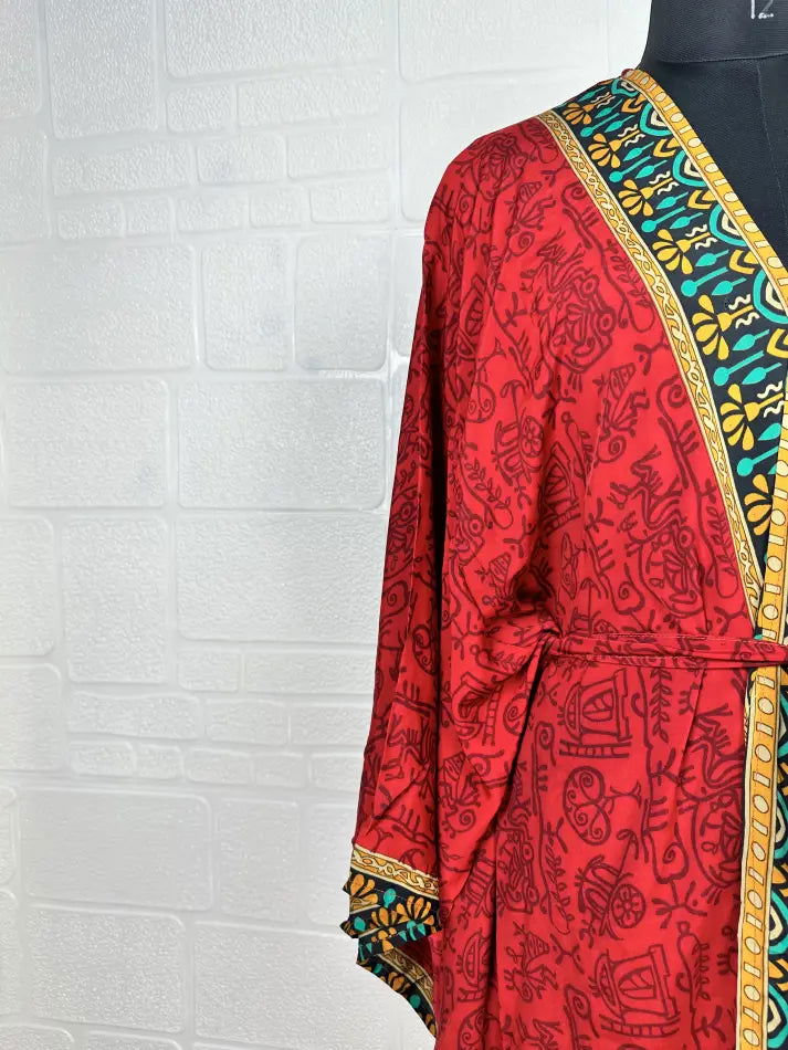 Women's Recycled Silk Short Kimono Robe