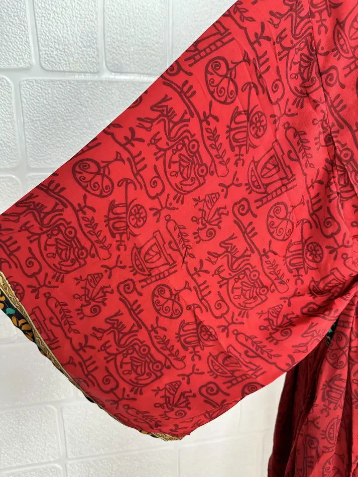 Women's Recycled Silk Short Kimono Robe