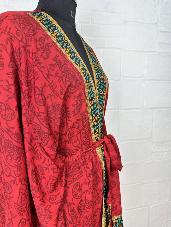 Women's Recycled Silk Short Kimono Robe