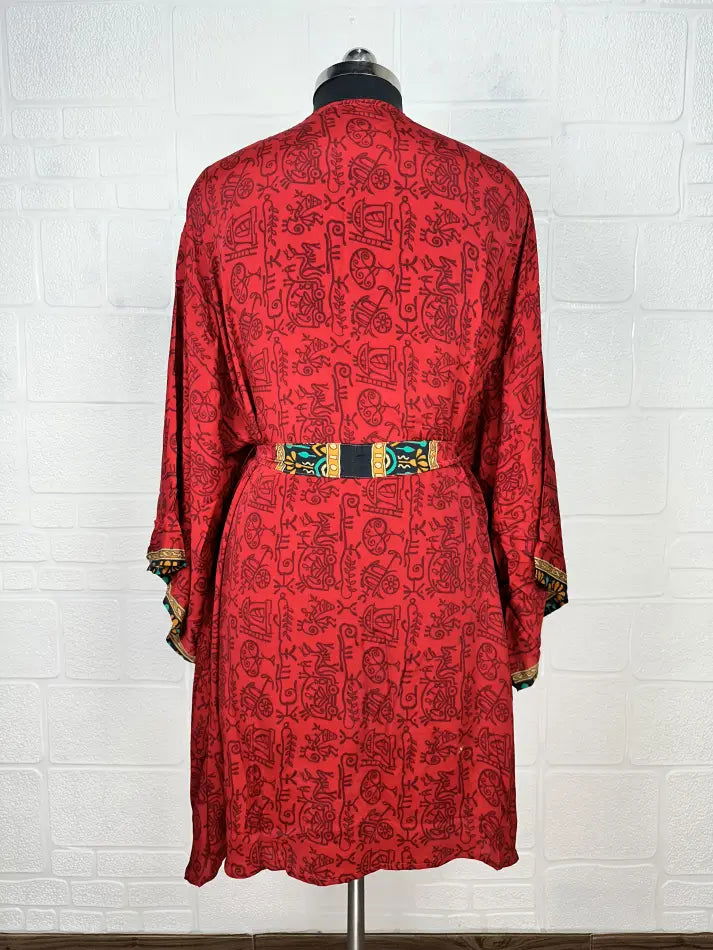 Women's Recycled Silk Short Kimono Robe