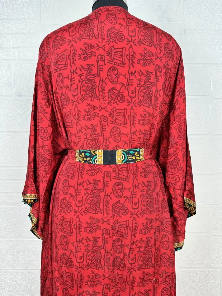 Women's Recycled Silk Short Kimono Robe