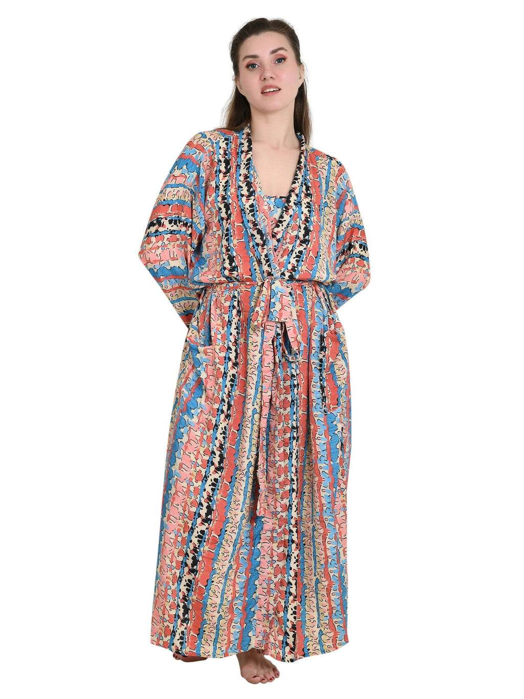 Women's Silky Kimono, Cami & Boxer Set