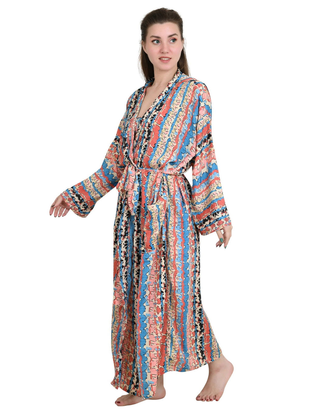 Women's Silky Kimono, Cami & Boxer Set