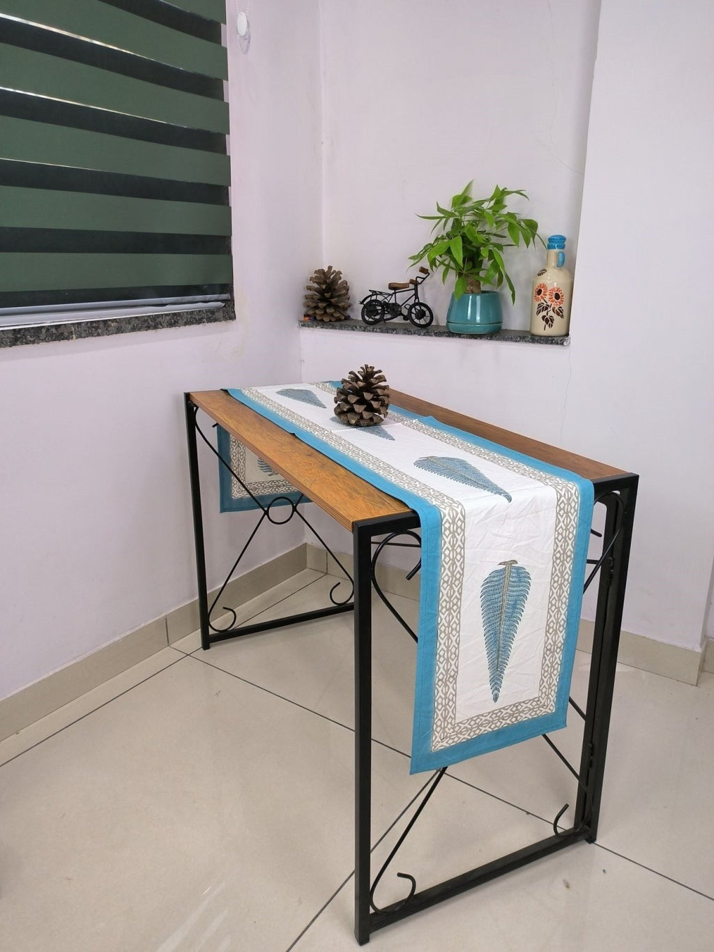 Cotton Table Runner in blue floral
