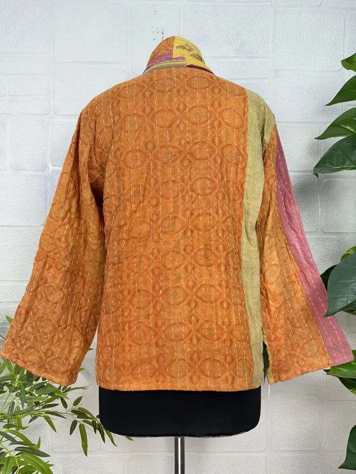 reversible Kantha-stitched Short Jacket