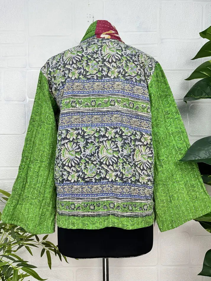 reversible Kantha-stitched Short Jacket
