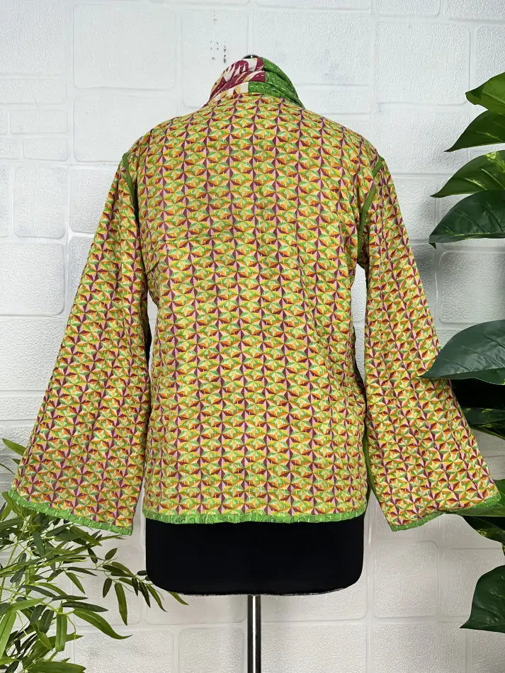 reversible Kantha-stitched Short Jacket