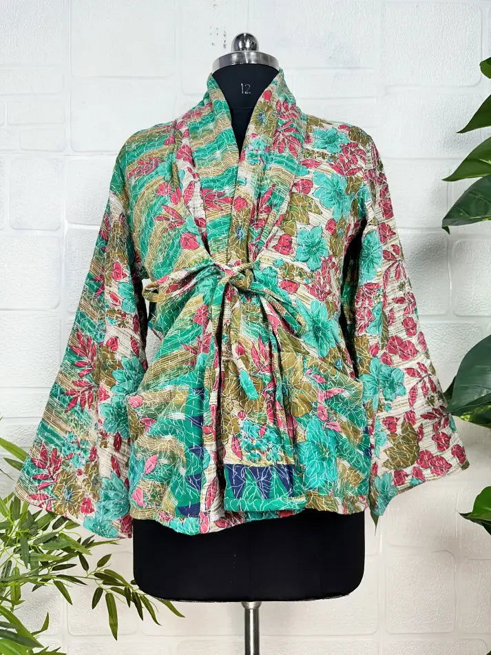 reversible Kantha-stitched Short Jacket