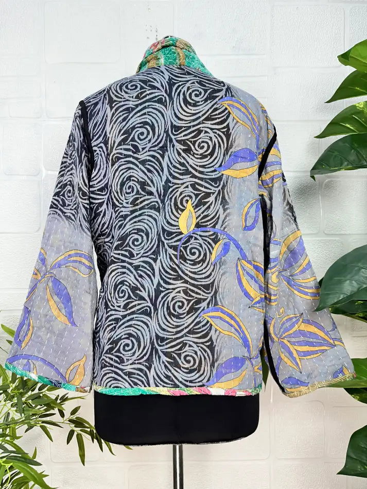 reversible Kantha-stitched Short Jacket