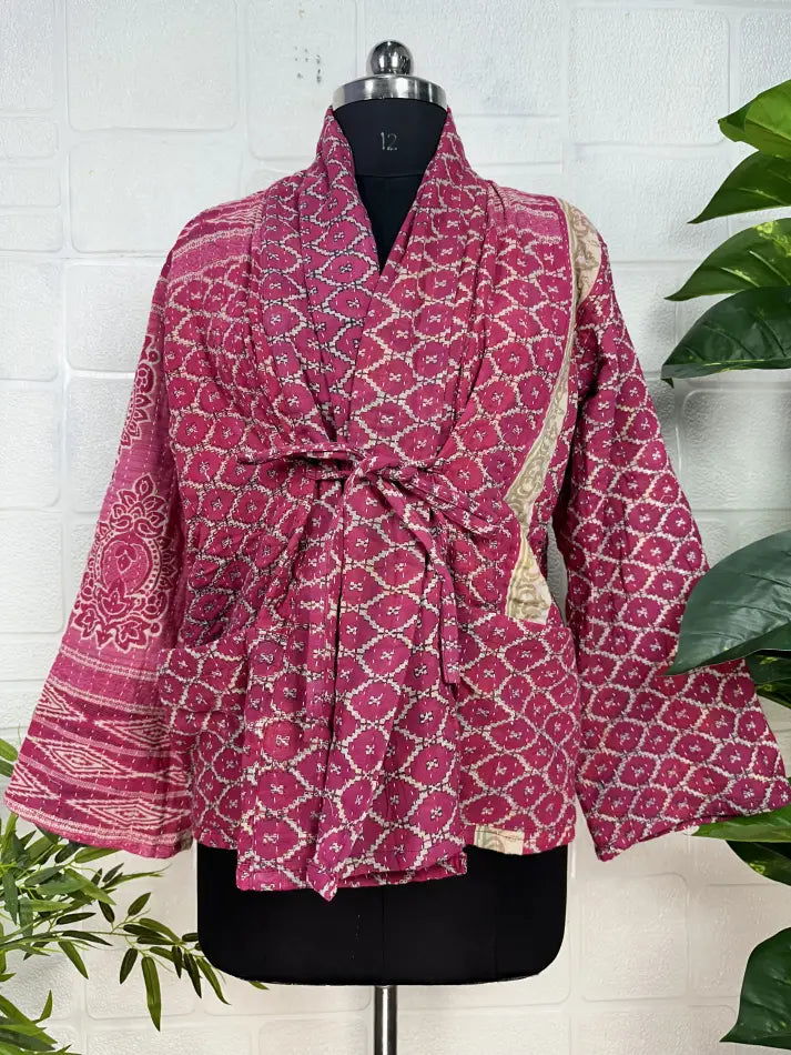 reversible Kantha-stitched Short Jacket