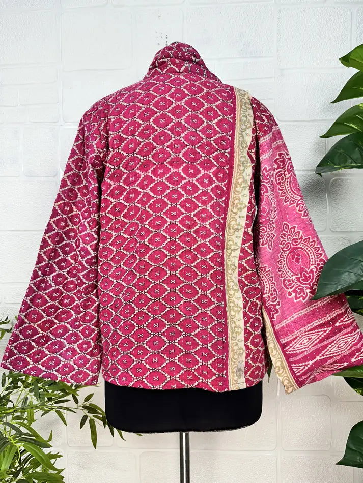 reversible Kantha-stitched Short Jacket
