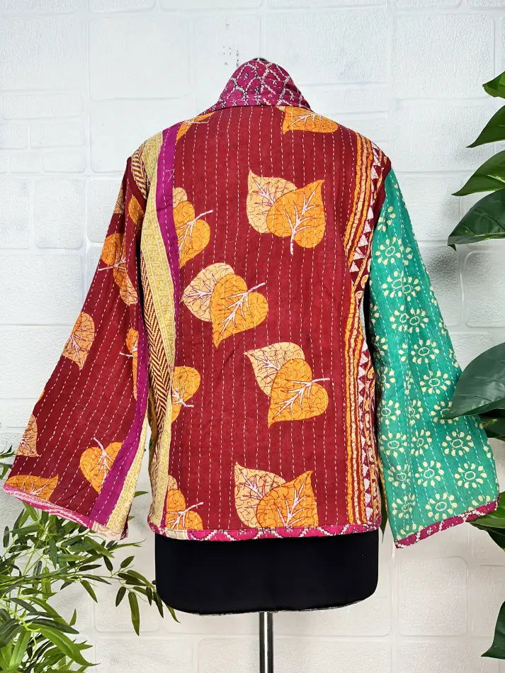 reversible Kantha-stitched Short Jacket