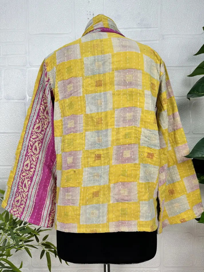 reversible Kantha-stitched Short Jacket