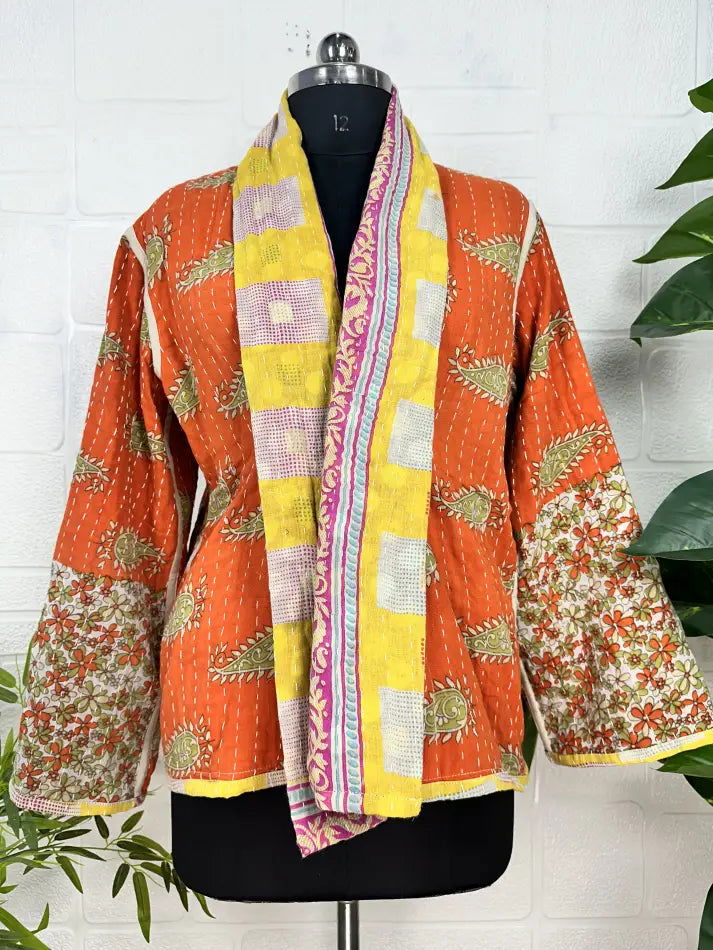 reversible Kantha-stitched Short Jacket