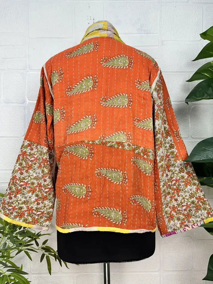 reversible Kantha-stitched Short Jacket