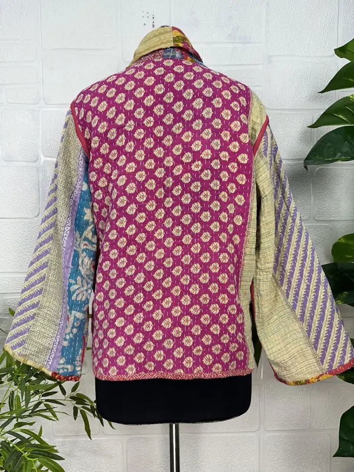 reversible Kantha-stitched Short Jacket