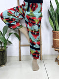 Unisex Yak Wool Blend Harem Pants in geometric