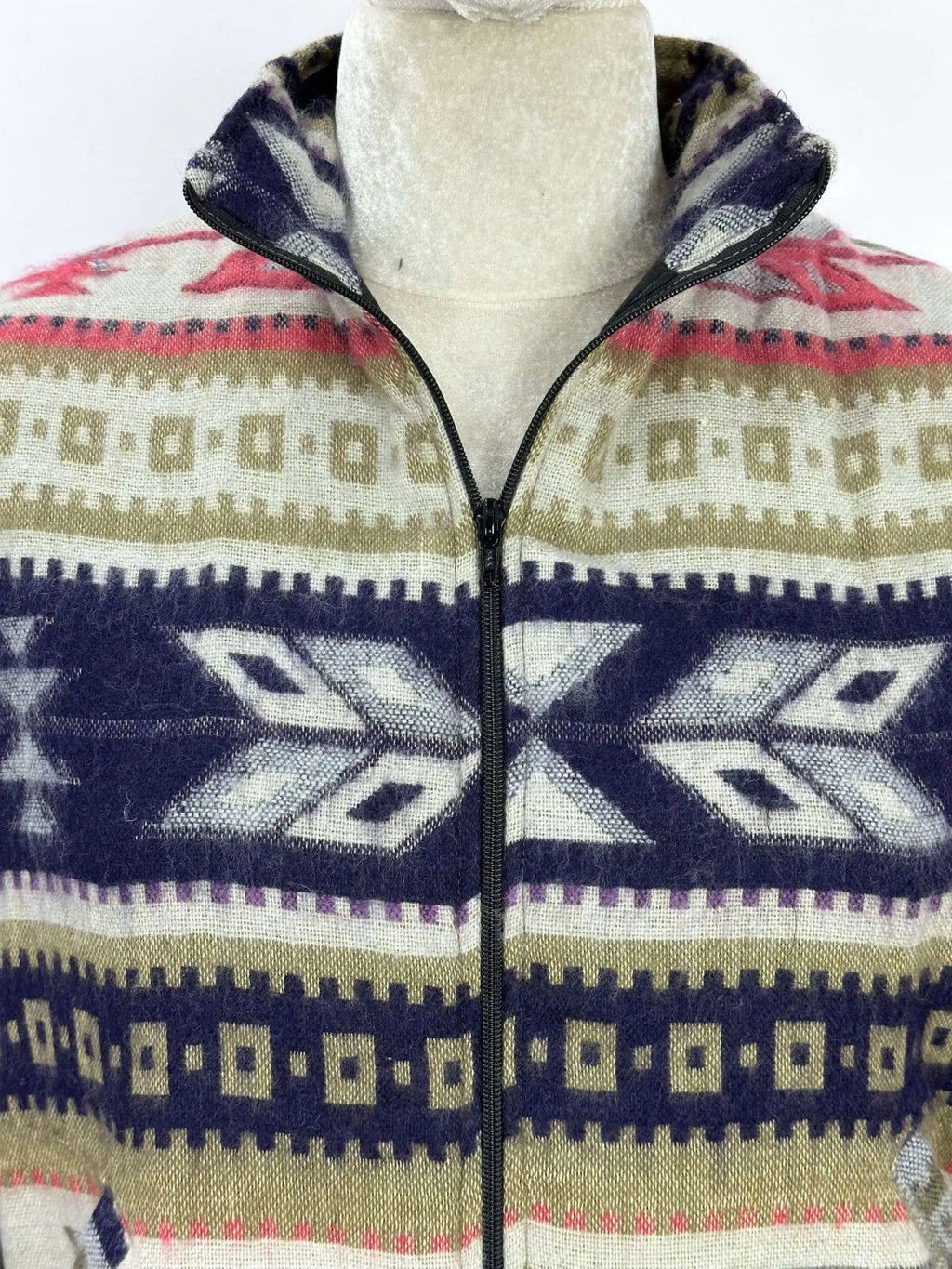 Yak Wool Blend Zip Jacket in diamond with pockets