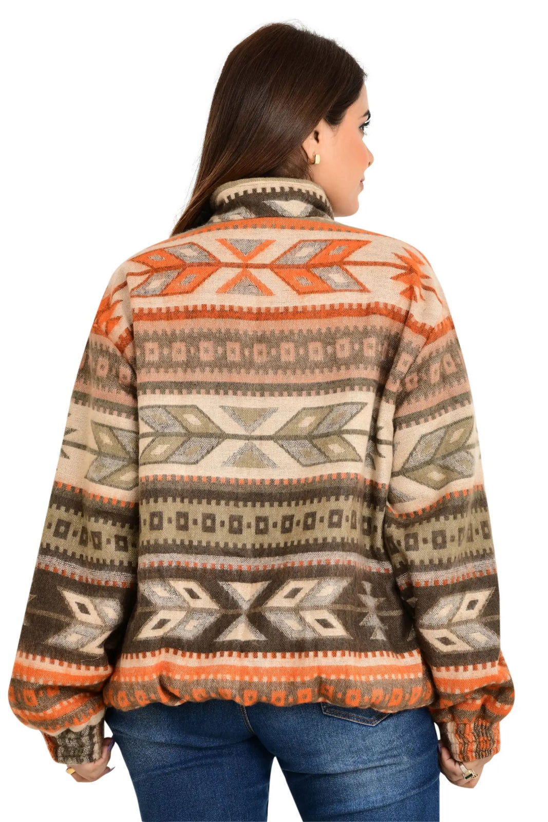 Yak Wool Blend Zip Jacket in diamond with pockets
