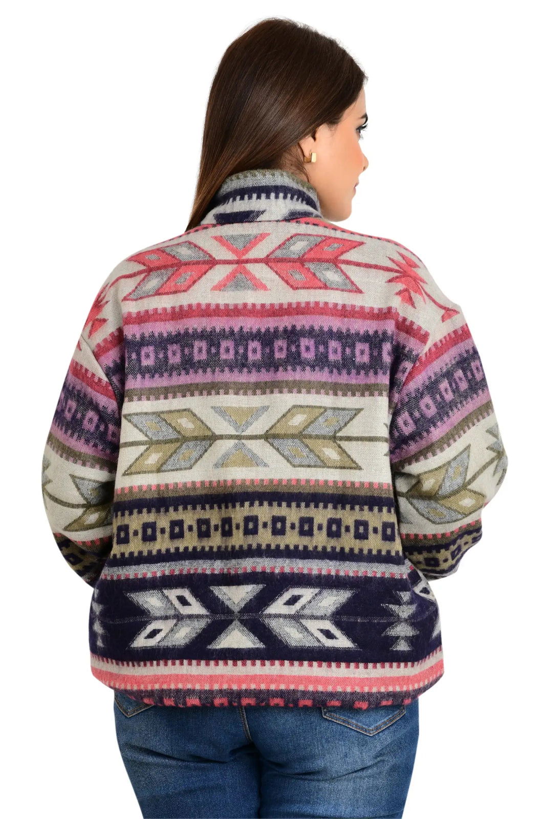 Yak Wool Blend Zip Jacket in diamond with pockets