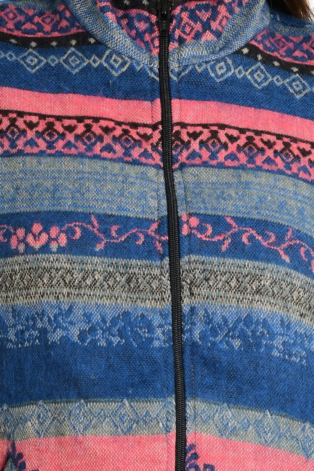 Yak Wool Blend Zip Jacket in diamond with pockets