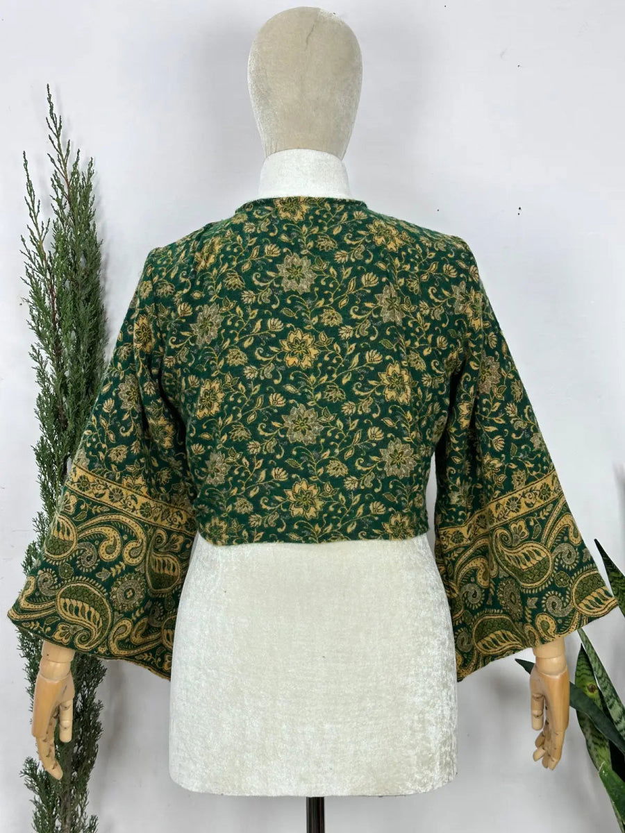 Yak Wool Blend Bell-Sleeve Wrap Top