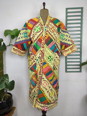 Applique Cotton Reversible Patchwork Kimono Open Jacket - The Eastern Loom