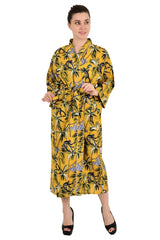 Boho Cotton Kimono House Robe Indian Handprinted Tree and Monkey Print Pattern | Lightweight Summer Luxury Beach Holidays Yacht Cover Up Stunning Dress - The Eastern Loom