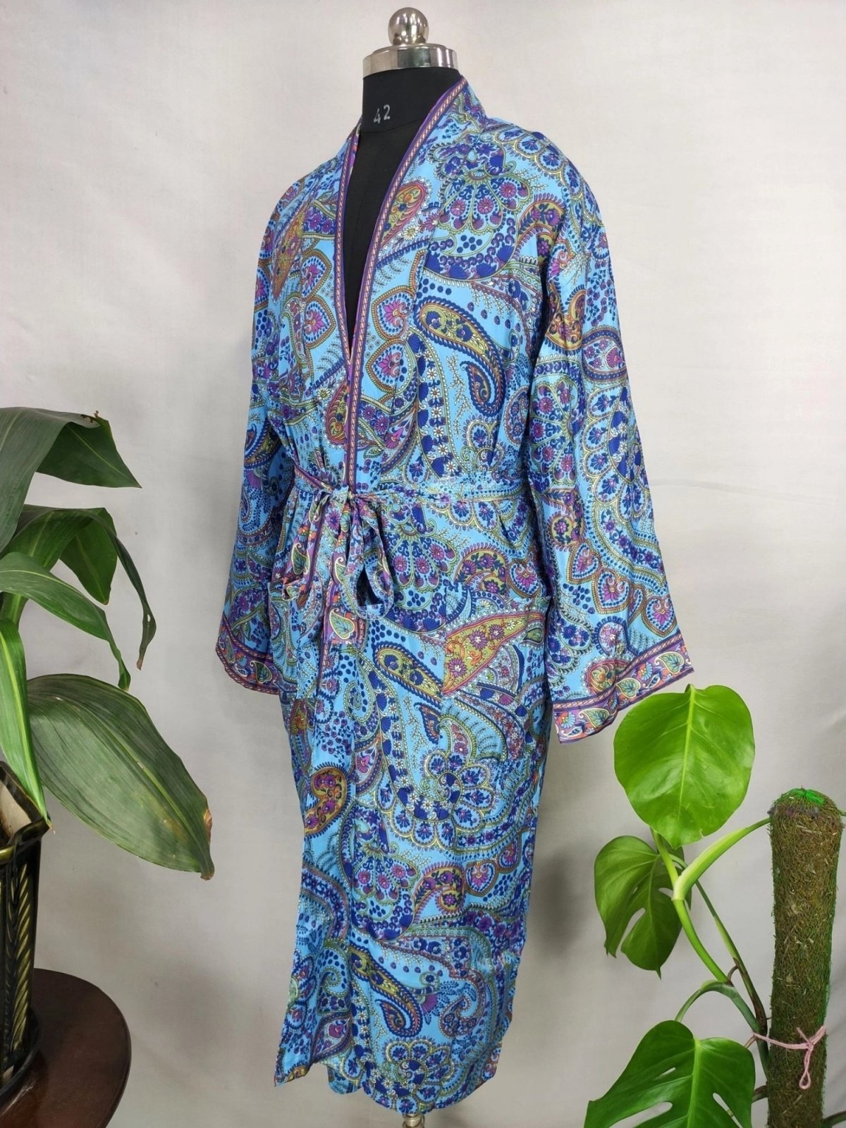 Boho Men Patola Soft Silk Kimono Man Regal House Beach Robe - The Eastern Loom