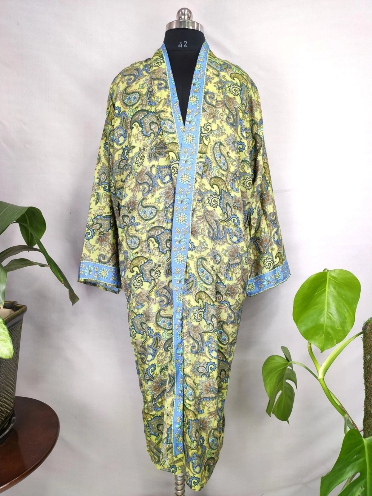 Boho Men Patola Soft Silk Kimono Man Regal House Beach Robe - The Eastern Loom