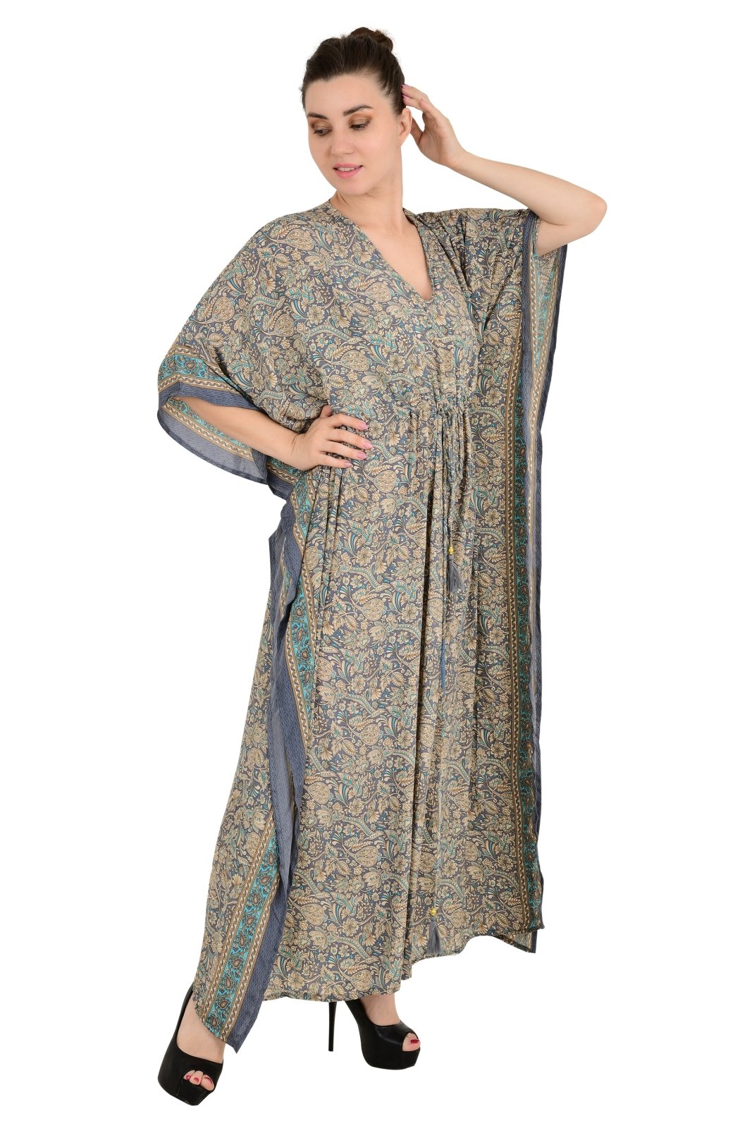 New Silk Blend Kaftan Ultimate Luxury Loungewear for Beach Nightwear Nighty Soft Light Flowy Gown Romantic Gift Her Anniversary | Hens Party - The Eastern Loom