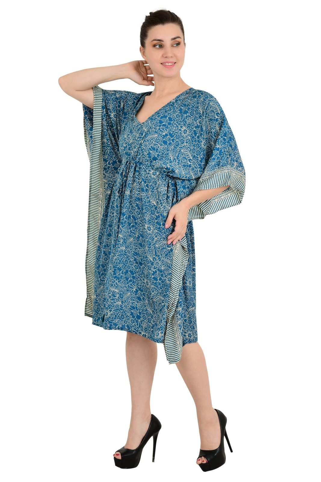 New Silk Blend Kaftan Ultimate Luxury Loungewear for Beach Nightwear Nighty Soft Light Flowy Gown Romantic Gift Her Anniversary | Hens Party - The Eastern Loom