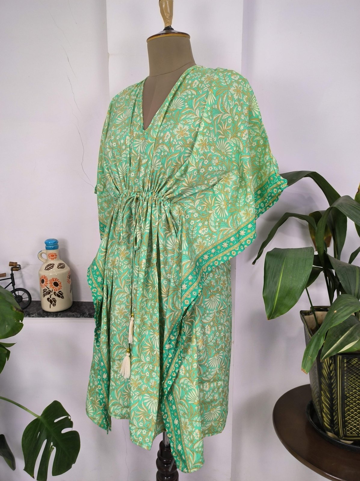 New Silk Blend Kaftan Ultimate Luxury Loungewear for Beach Nightwear Nighty Soft Light Flowy Gown Romantic Gift Her Anniversary | Hens Party - The Eastern Loom