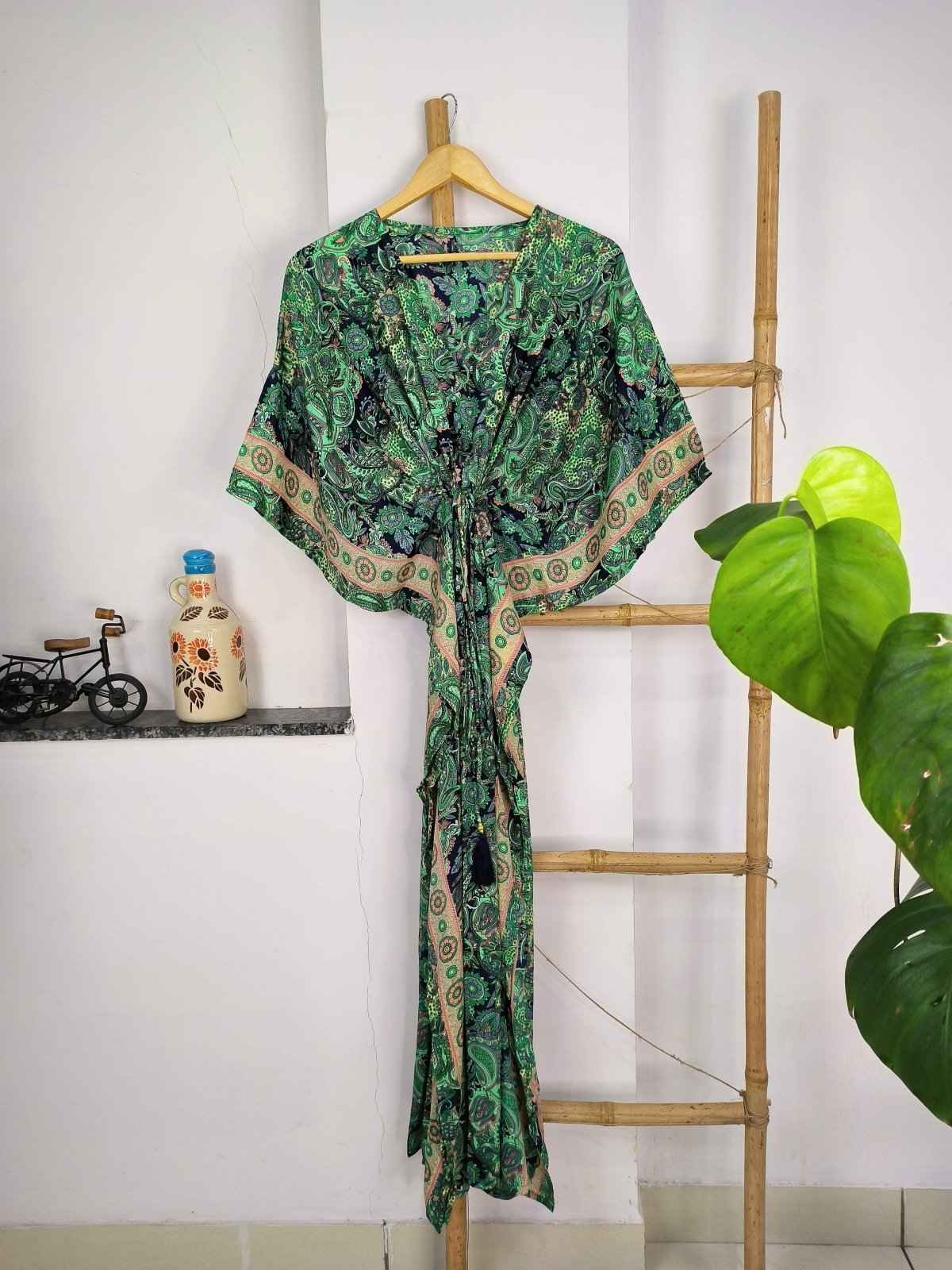 New Silk Blend Kaftan Ultimate Luxury Loungewear for Beach Nightwear Nighty Soft Light Flowy Gown Romantic Gift Her Anniversary | Hens Party - The Eastern Loom