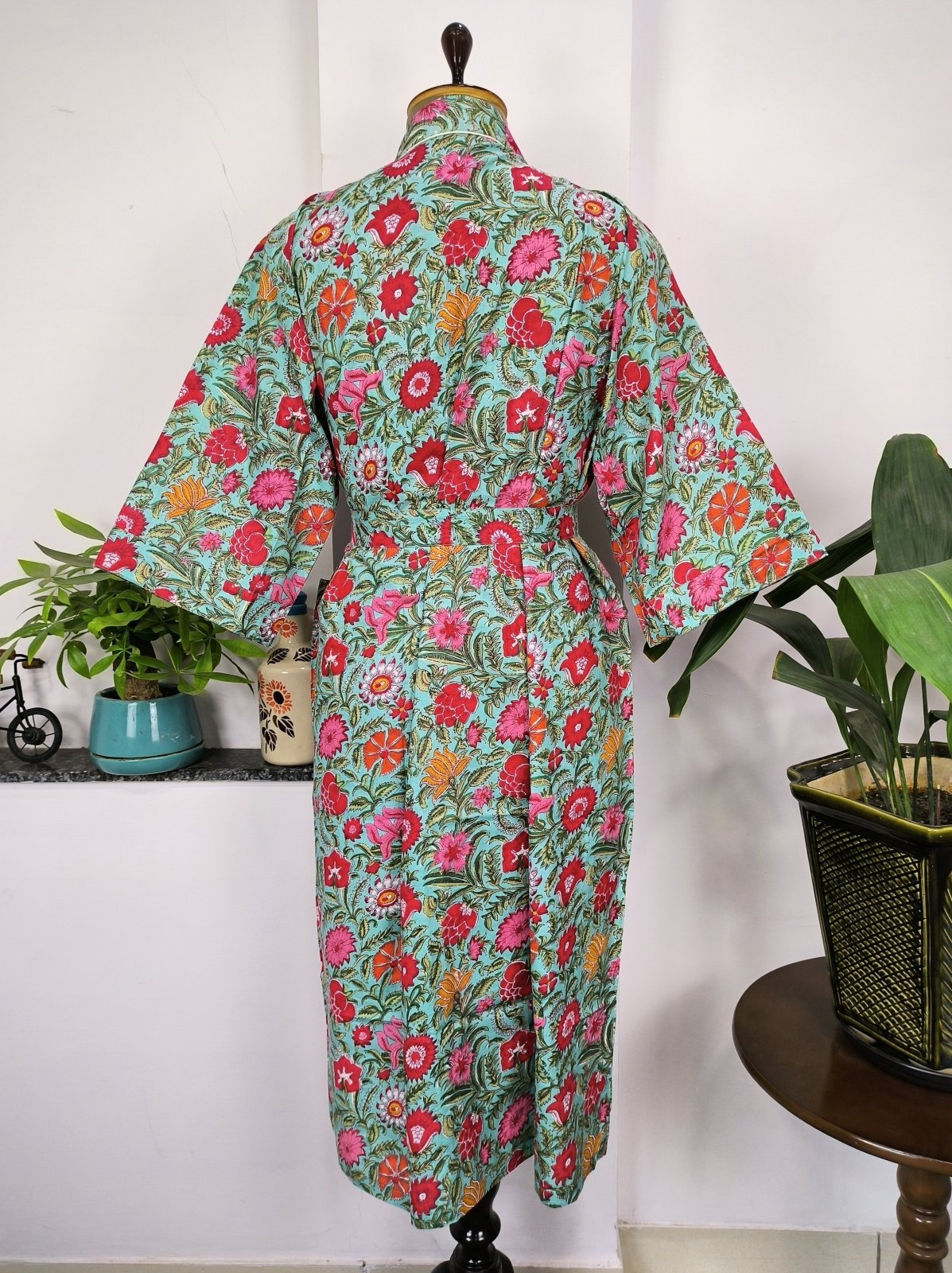 Buy Floral Print Indian Cotton Kimono Robe Bridesmaid Robe Dressing Gown  Bathrobe One Size Kimono Online in India - Etsy