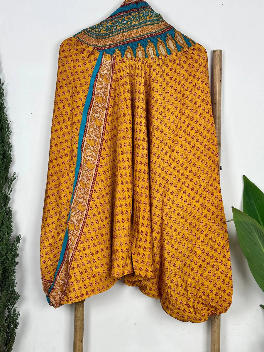 Recycle Silk Hareem Afgani Style Yoga Relaxed Fit Pant | Indian Handmade Super Comfy Genie Drop Unisex Boho Hippie Night Pajama - The Eastern Loom