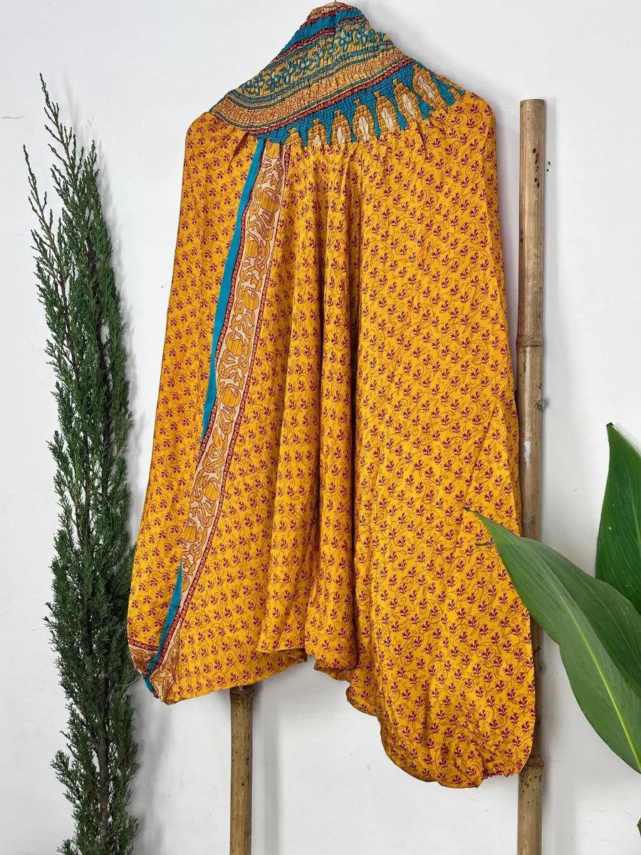 Recycle Silk Hareem Afgani Style Yoga Relaxed Fit Pant | Indian Handmade Super Comfy Genie Drop Unisex Boho Hippie Night Pajama - The Eastern Loom