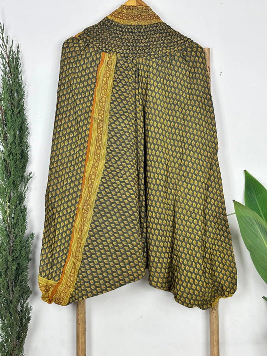 Recycle Silk Hareem Afgani Style Yoga Relaxed Fit Pant | Indian Handmade Super Comfy Genie Drop Unisex Boho Hippie Night Pajama - The Eastern Loom