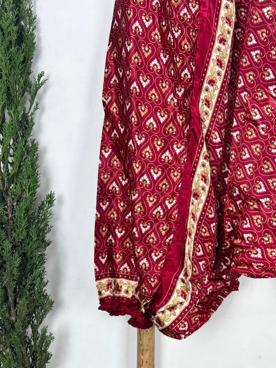 Recycle Silk Hareem Afgani Style Yoga Relaxed Fit Pant | Indian Handmade Super Comfy Genie Drop Unisex Boho Hippie Night Pajama - The Eastern Loom