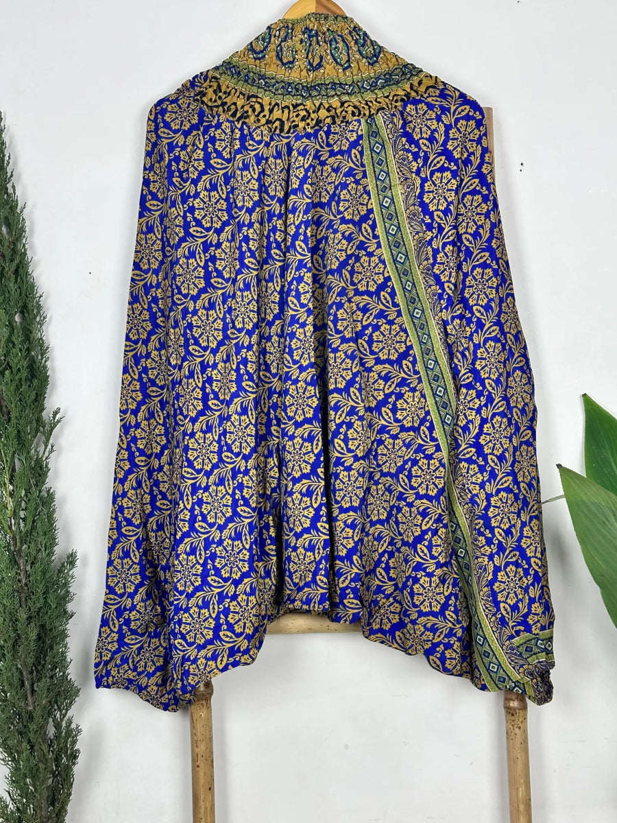 Recycle Silk Hareem Afgani Style Yoga Relaxed Fit Pant | Indian Handmade Super Comfy Genie Drop Unisex Boho Hippie Night Pajama - The Eastern Loom