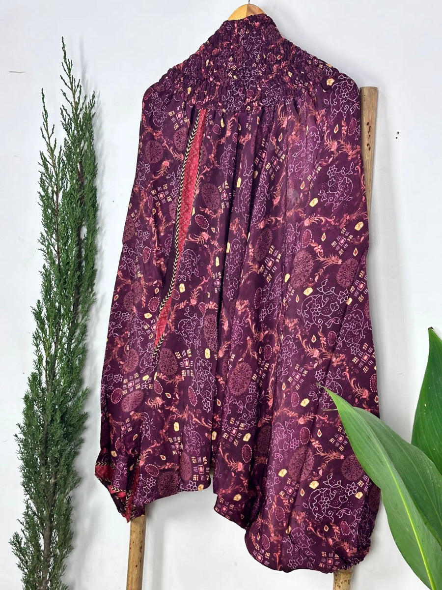 Recycle Silk Hareem Afgani Style Yoga Relaxed Fit Pant | Indian Handmade Super Comfy Genie Drop Unisex Boho Hippie Night Pajama - The Eastern Loom