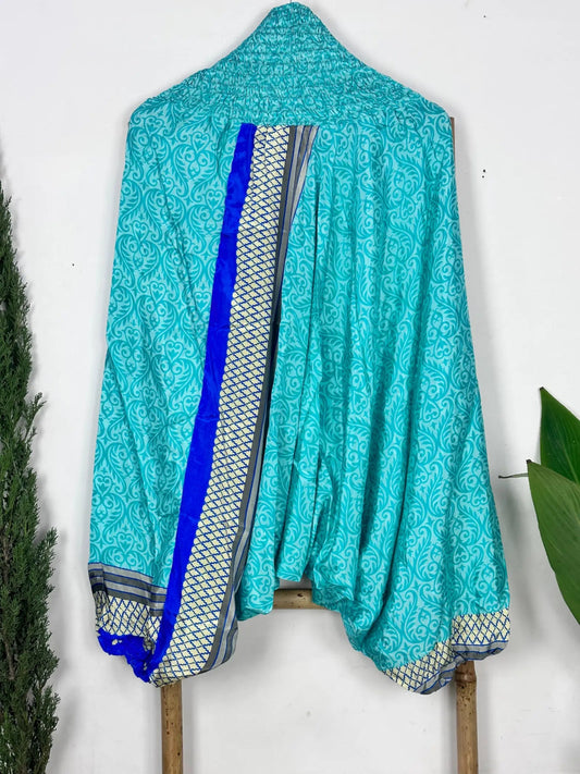 Recycle Silk Hareem Afgani Style Yoga Relaxed Fit Pant | Indian Handmade Super Comfy Genie Drop Unisex Boho Hippie Night Pajama - The Eastern Loom