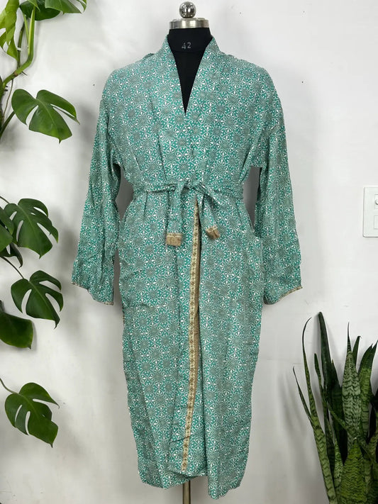 Sustainable Recycle Silk Men Robe Luxury Masculine Elegance Ultimate Time Less Classic Silk Vintage Kimono - The Eastern Loom