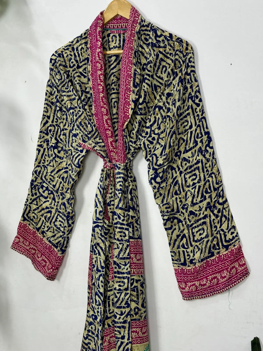 Sustainable Recycle Silk Men Robe Luxury Masculine Elegance Ultimate Time Less Classic Silk Vintage Kimono - The Eastern Loom