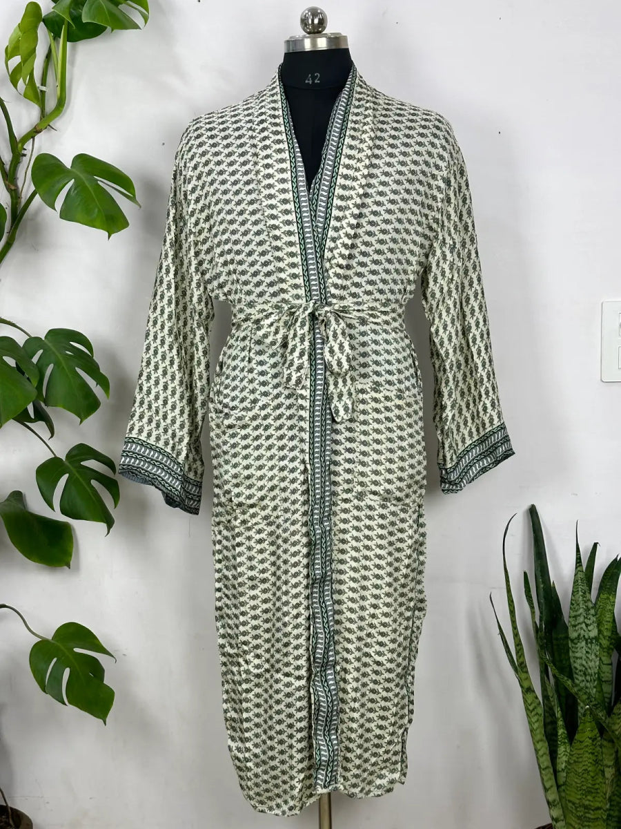 Sustainable Recycle Silk Men Robe Luxury Masculine Elegance Ultimate Time Less Classic Silk Vintage Kimono - The Eastern Loom