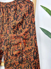 Unisex Winter House Pajama Luxury Yak Wool Blend Paisley Drawstring Elegant Warm Cozy Shawl Soft Comfy PJ - The Eastern Loom