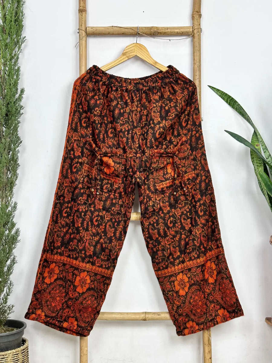 Unisex Winter House Pajama Luxury Yak Wool Blend Paisley Drawstring Elegant Warm Cozy Shawl Soft Comfy PJ - The Eastern Loom